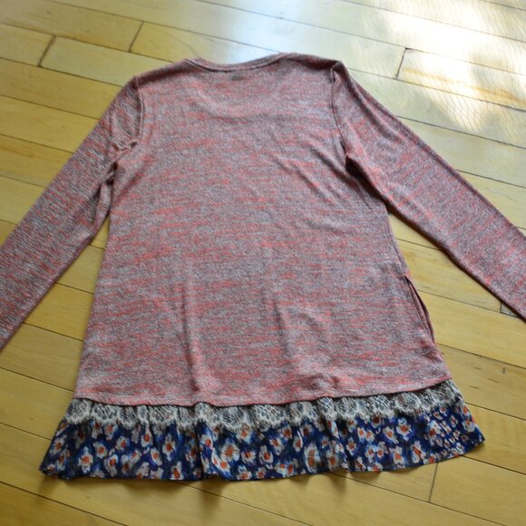 LOGO Lori Goldstein Space Dye Sweater Knit Top with Tier Red US S - Picture 9 of 12